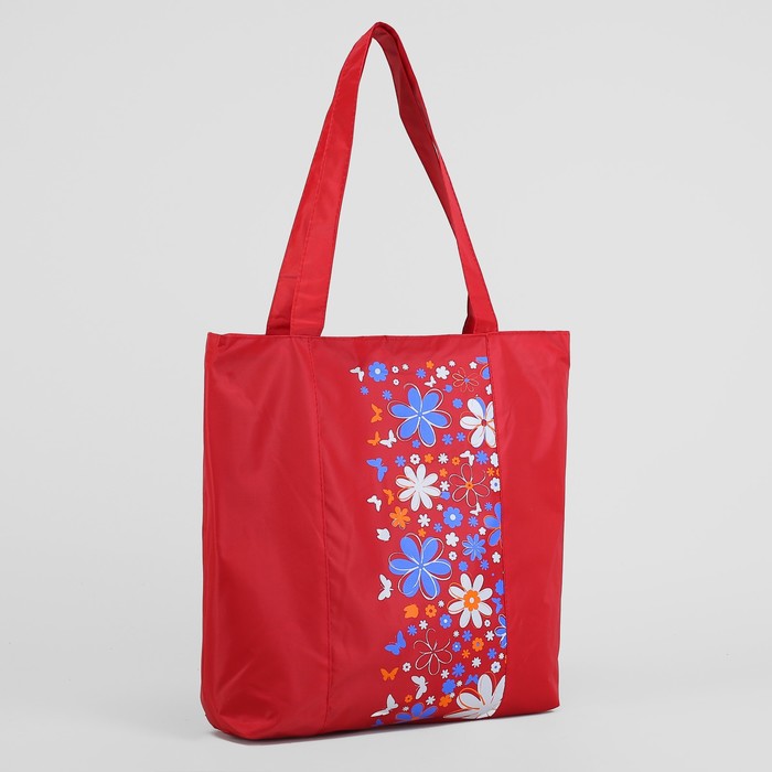 Сумка летняя на молнии, 1 отдел, цвет красный