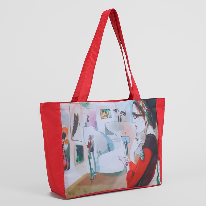 Сумка летняя "Галерея", отдел на молнии, цвет красный