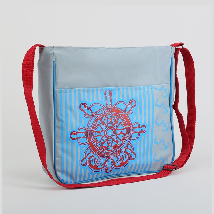 Сумка молод "Аврора-4",30*7*31,2 отд на молнии, н/карман, штурвал голубой