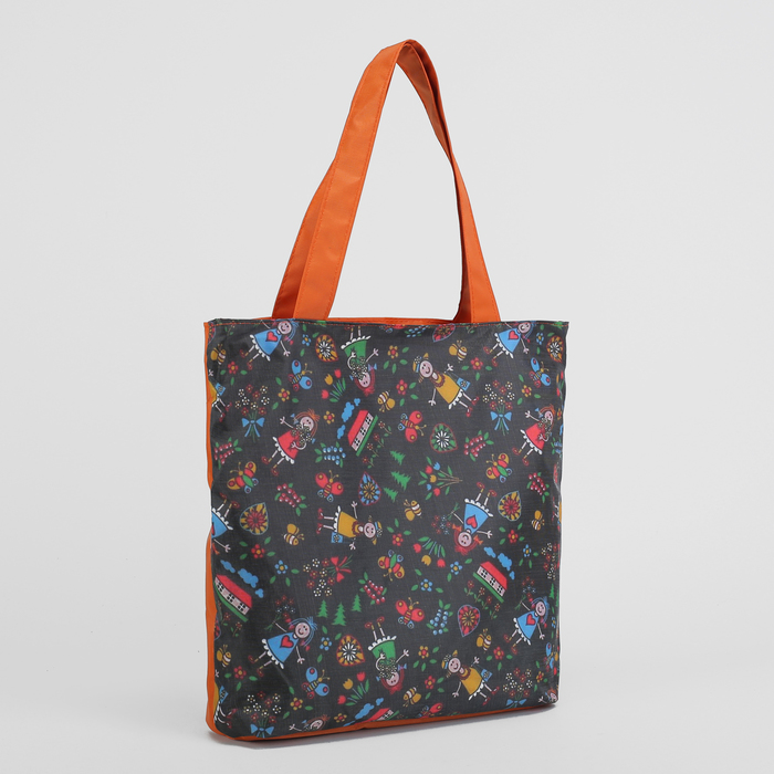 Сумка пляжная 4676-1, Вероника-1, 37*19*33, 1 отд, Человечки/оранжевый