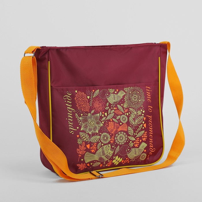 Сумка молод "Аврора-4",30*7*31,2 отд на молнии, н/карман, Цветы/бордо