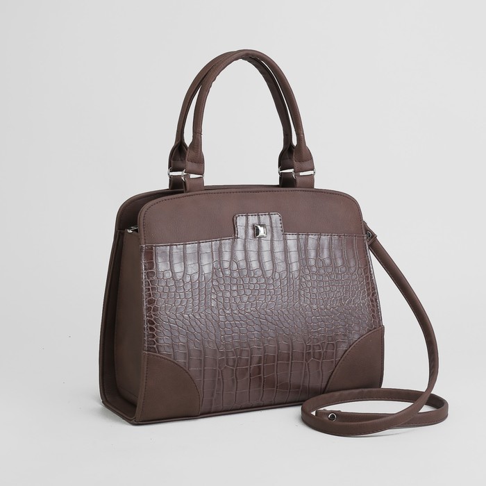 Сумка женская, отдел на молнии, наружный карман, цвет коричневый