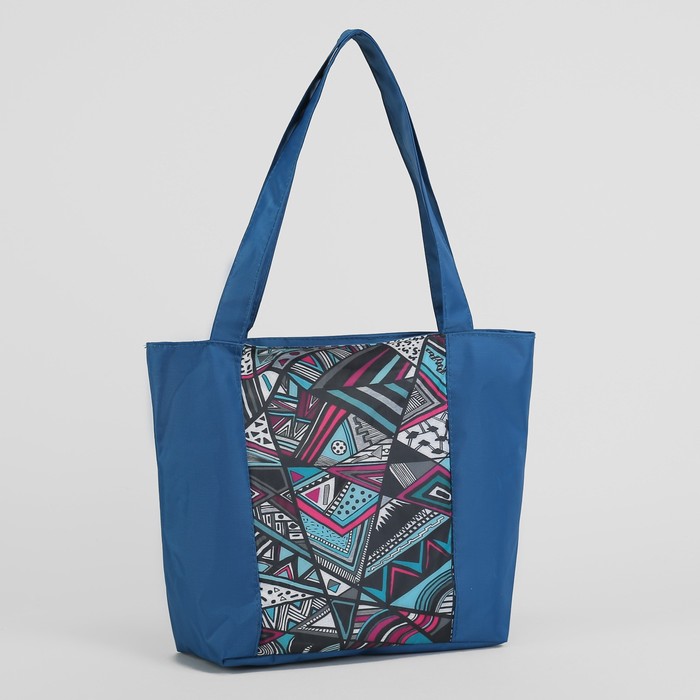 Сумка летняя "Аврора-5", 37*7*42, отдел на молнии, Орнамент/синий