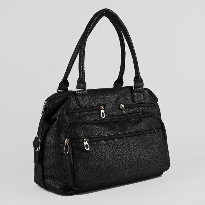 Сумка женская, отдел на молнии, 3 наружных кармана, цвет чёрный