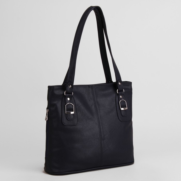 Сумка женская, отдел на молнии, 2 наружных кармана, цвет чёрный