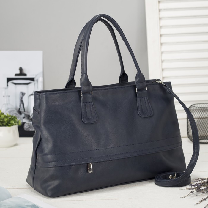 Сумка женская, отдел на молнии, 2 наружных кармана, цвет синий