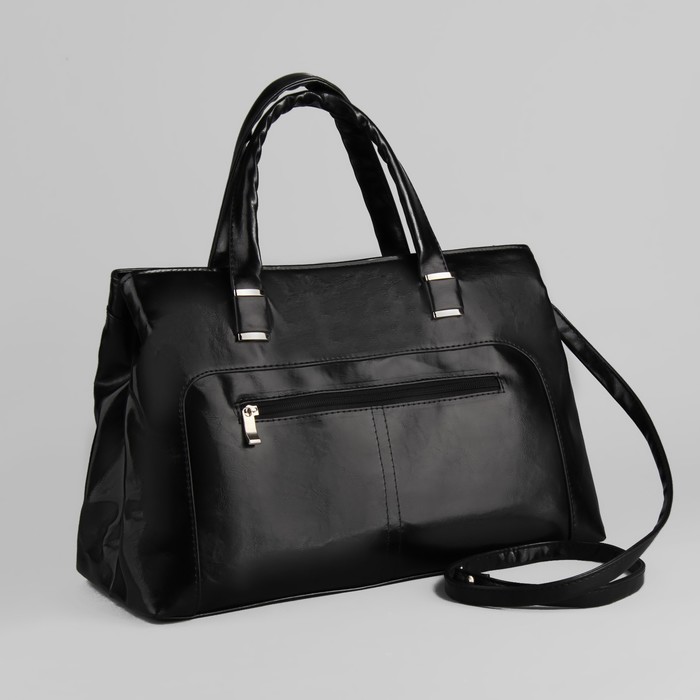 Сумка женская, отдел на молнии, наружный карман, цвет чёрный