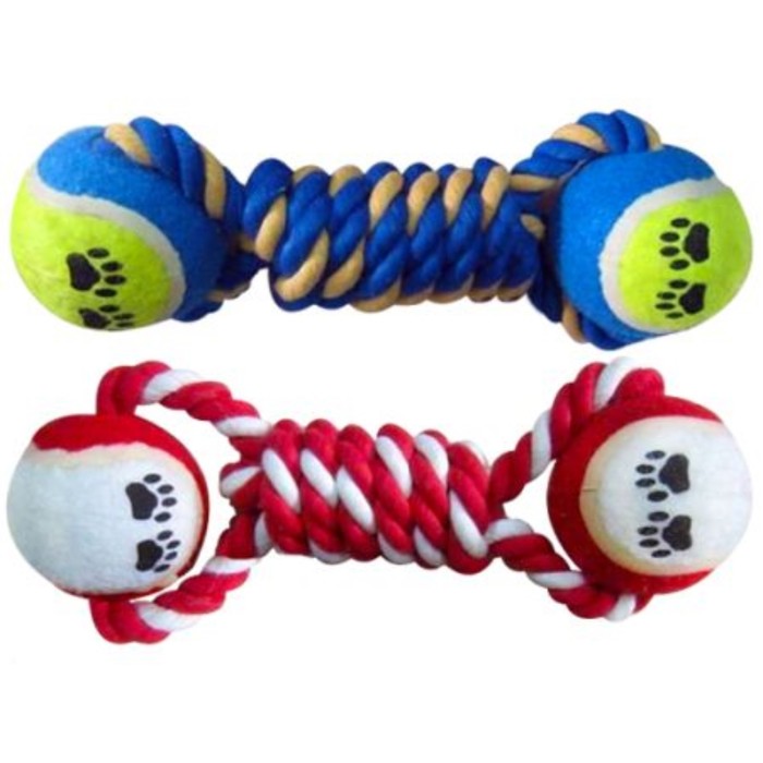 Игрушка Fauna INT "Гантель с мячами", для собак, 230-240г, 22см