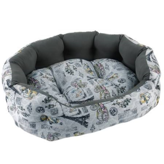 Лежак Fauna INT PARIS GREY, мягкий, 53x42x16см