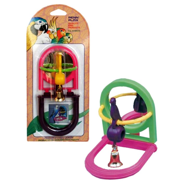 Игрушка PENN-PLAX "Зеркало с птичкой и колокольчиком", для птиц