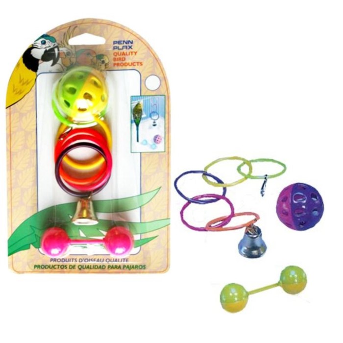 Игрушка PENN-PLAX "Набор-кольца, мяч, штанга", для птиц