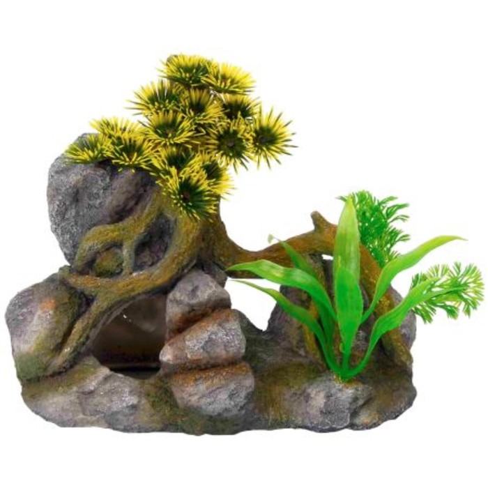 Декорация Fauna INT "Дерево на скале", 19х11,5х16см, пластик