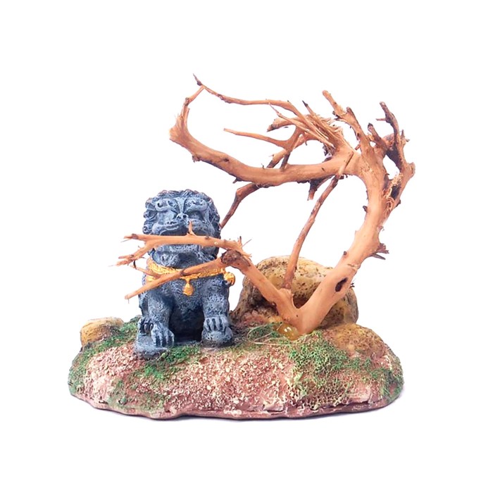 Декорация Fauna INT "Дерево и лев", 9х6,5х8см, пластик+дерево