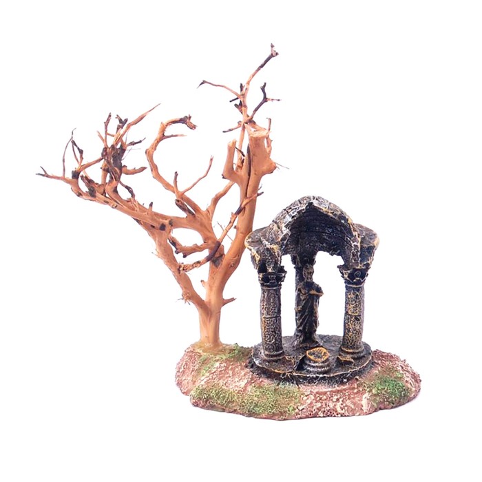 Декорация Fauna INT "Дерево и беседка", 11х6,5х10,5см, пластик+дерево