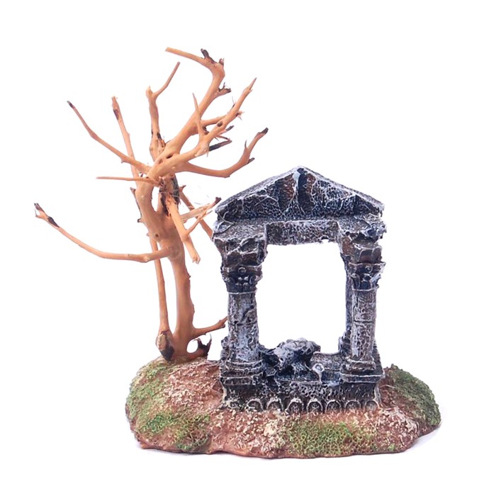 Декорация Fauna INT "Дерево и арка", 9,5х6х9см, пластик+дерево