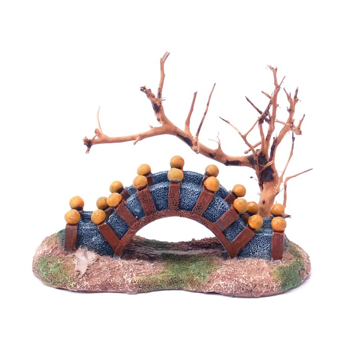 Декорация Fauna INT "Дерево и мостик", 13,5х8,5х10,5см, пластик+дерево