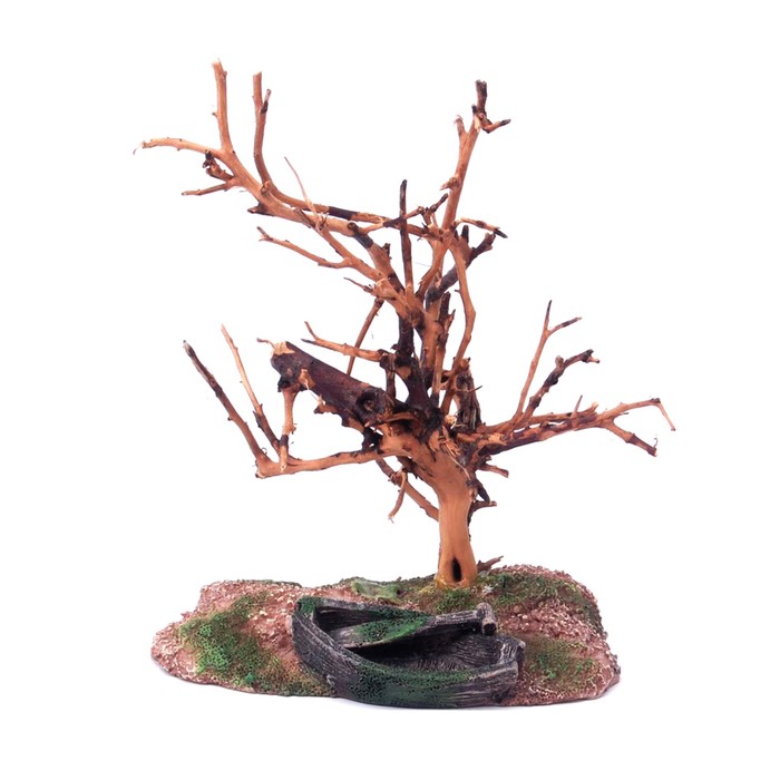 Декорация Fauna INT "Дерево и лодка", 11х8х14,5см, пластик+дерево