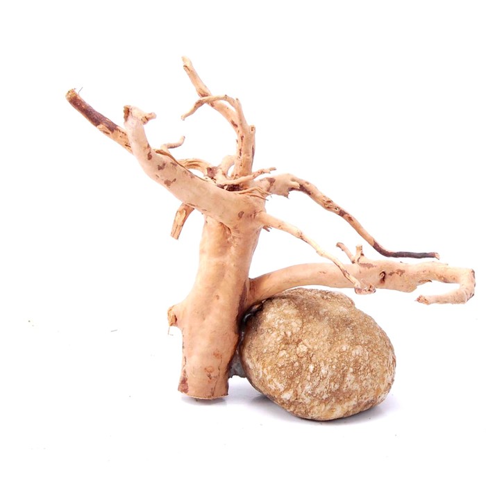 Декорация Fauna INT "Натуральная коряга на камне", 10-20см, дерево