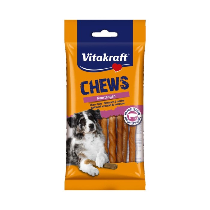 Жевательные палочки Vitakraft CHEWS для собак, из свиной кожи 12,5см, 10шт/уп
