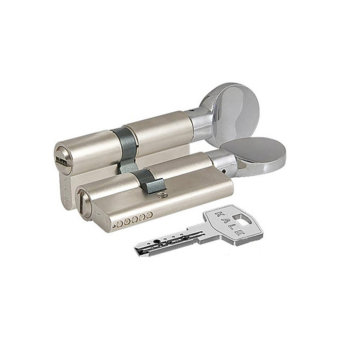 Цилиндровый механизм KALE 164 BM/100, 45х10х45 мм, плоская вертушка, перф. ключ, цвет никель