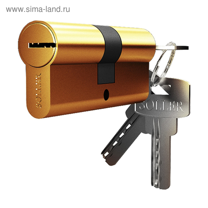 Механизм цилиндровый Soller F3, 60 мм, перфорированный ключ, латунный, 3 ключа, цвет золото