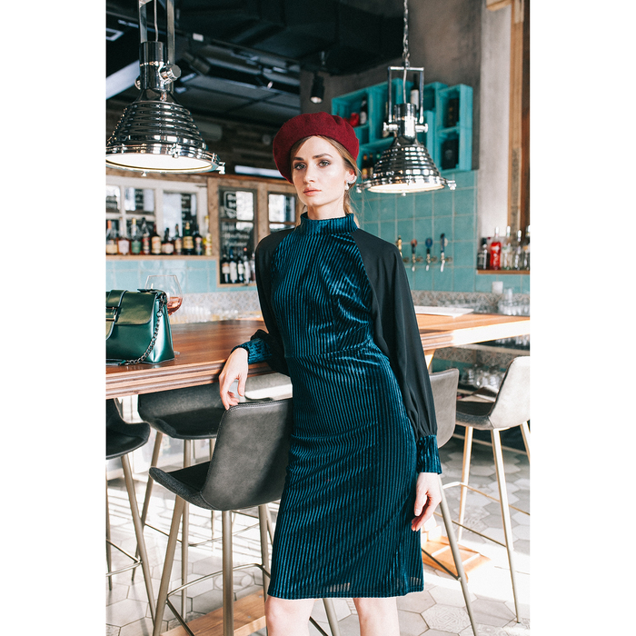 Платье женское 105А цвет бирюзовый, р-р 44