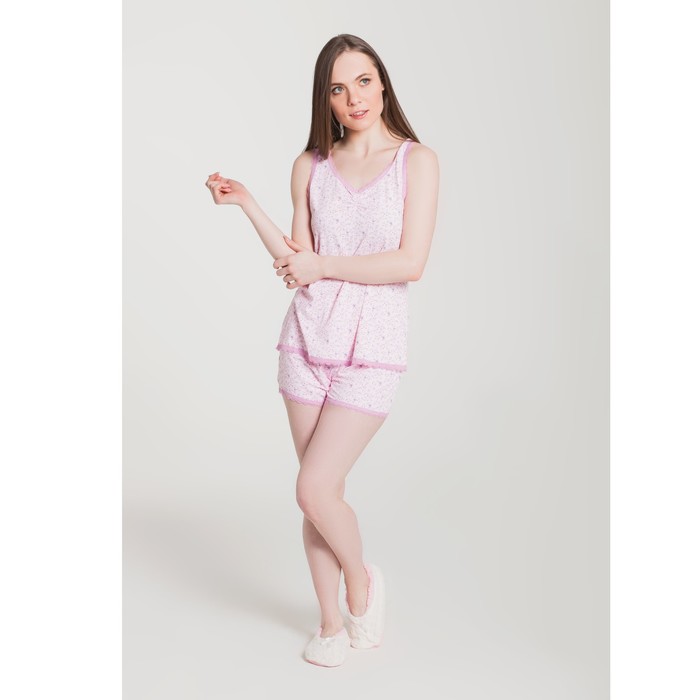 Пижама (майка, шорты) женская 239-2 цвет розовый, бамбук, р-р 46