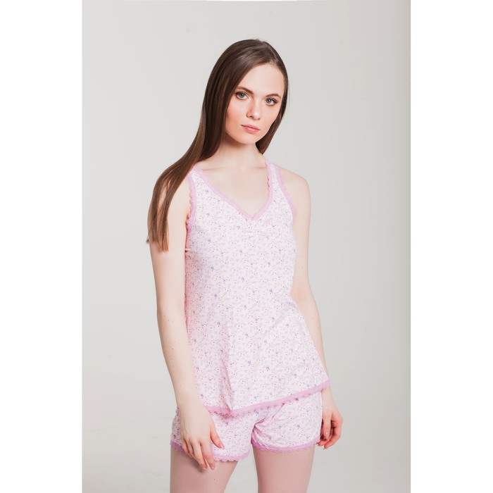 Пижама (майка, шорты) женская 239-2 цвет розовый, бамбук, р-р 52