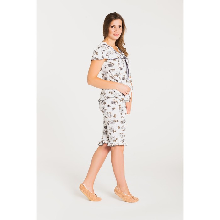 Пижама (футболка, бриджи) женская 212 цвет серый, бамбук, р-р 58