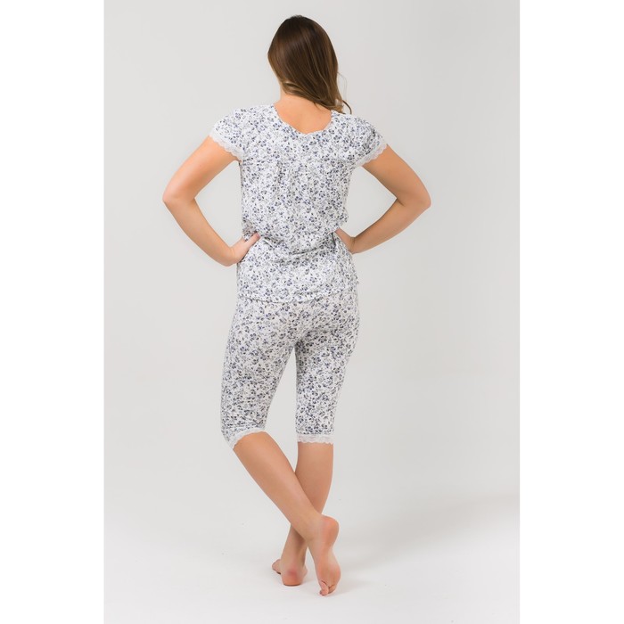 Пижама (футболка, бриджи) женская 233 цвет синий, бамбук, р-р 52