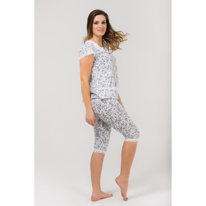 Пижама (футболка, бриджи) женская 233 цвет синий, бамбук, р-р 52