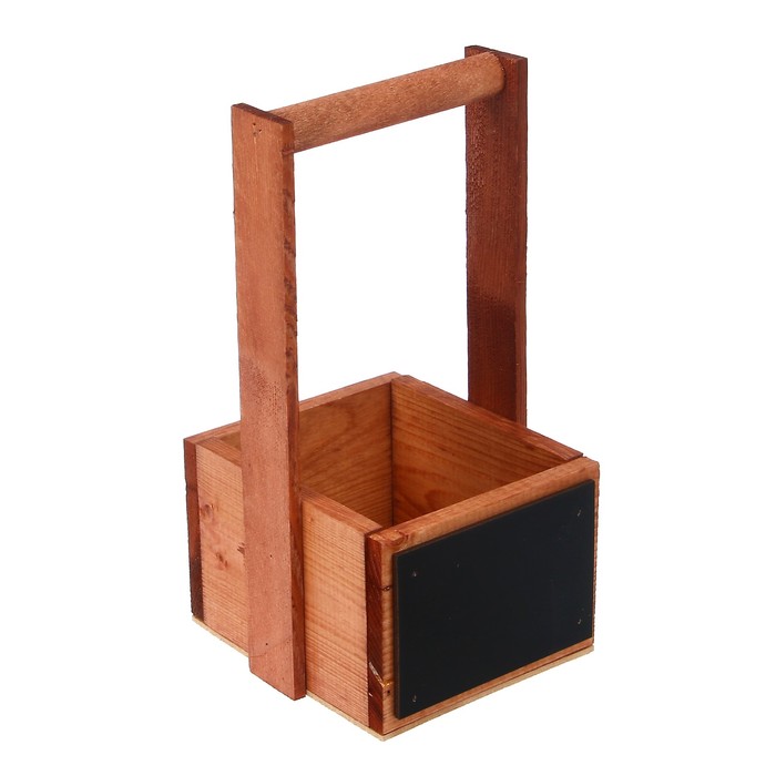 Кашпо флористическое "Классика. Мокко" с деревянной ручкой, мелованная вставка