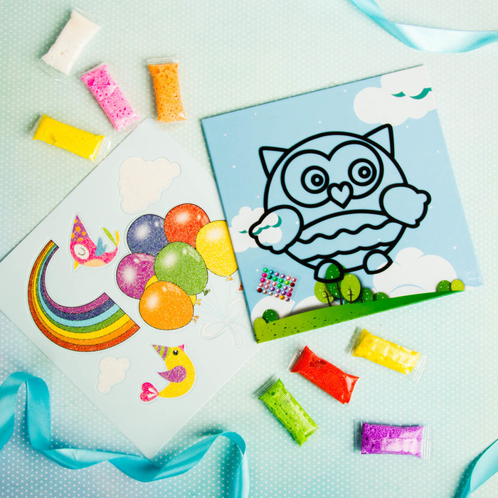 Аппликация шариковым пластилином "Веселье №5" 8 цветов по 4 гр, подставка, стразы