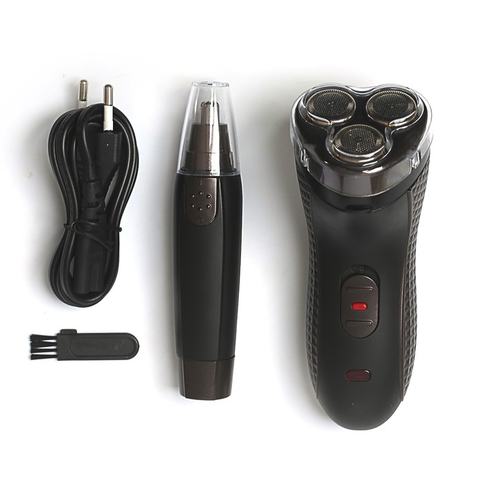 Бритвенный набор LuazON LBR-08, бритва с 3 плавающими головками + триммер, чёрный