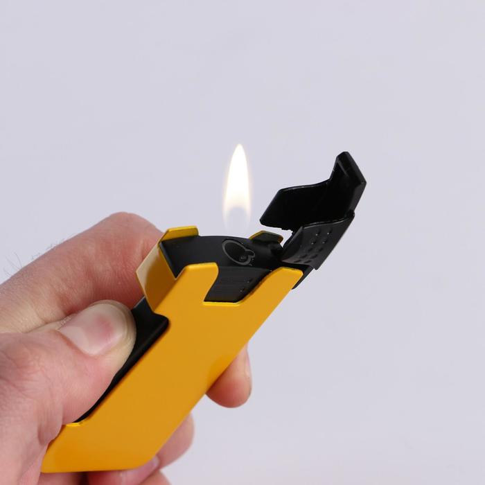 Зажигалка, газ, двухцветная с откидной крышкой, пластик, микс, 3.5х7.5 см