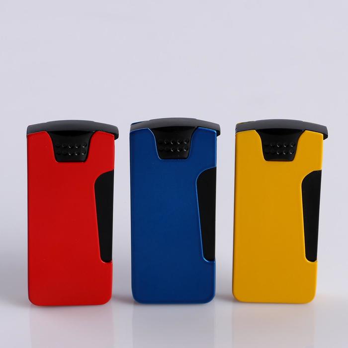 Зажигалка, газ, двухцветная с откидной крышкой, пластик, микс, 3.5х7.5 см