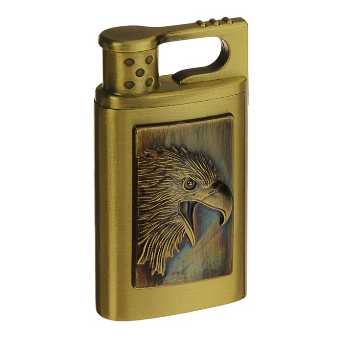Зажигалка «Орёл в профиль», газ, прямоугольная, цвет состаренное железо, 3.5х6.5 см