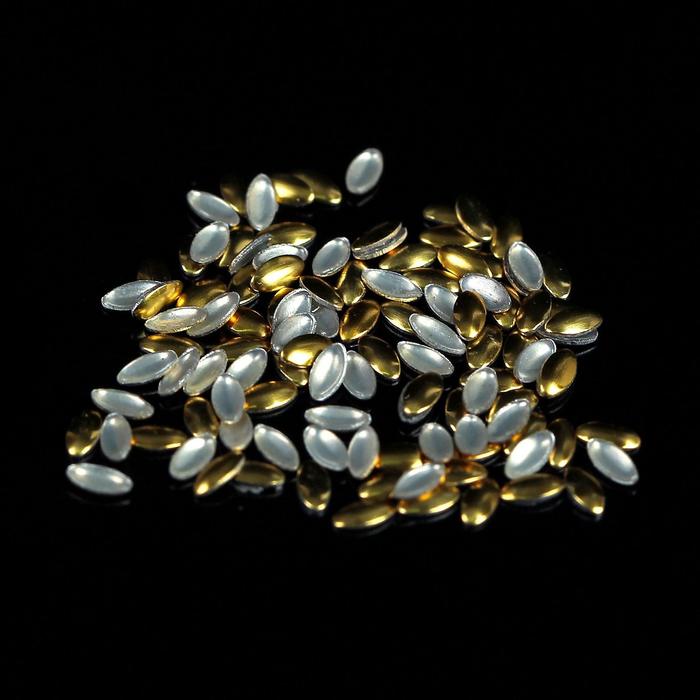 Заклёпки "Овал" для декора ногтей, 3мм, цвет золотой