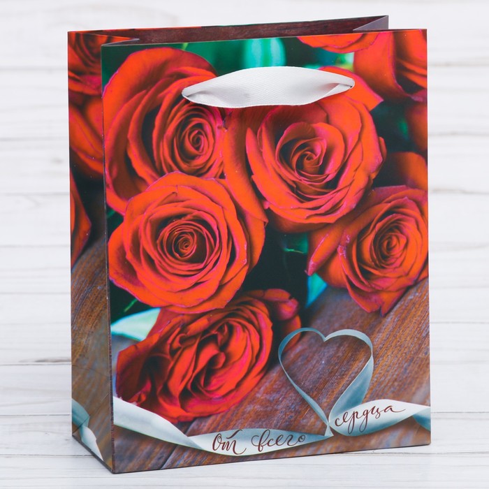 Пакет ламинированный вертикальный «От всего сердца», S 11 × 14 × 5,5 см