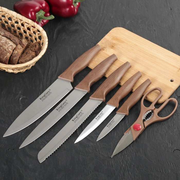 Набор "Infinite beauty" на подставке: 5 ножей лезвие 8,5/12,5/20/20/20 см, ножницы