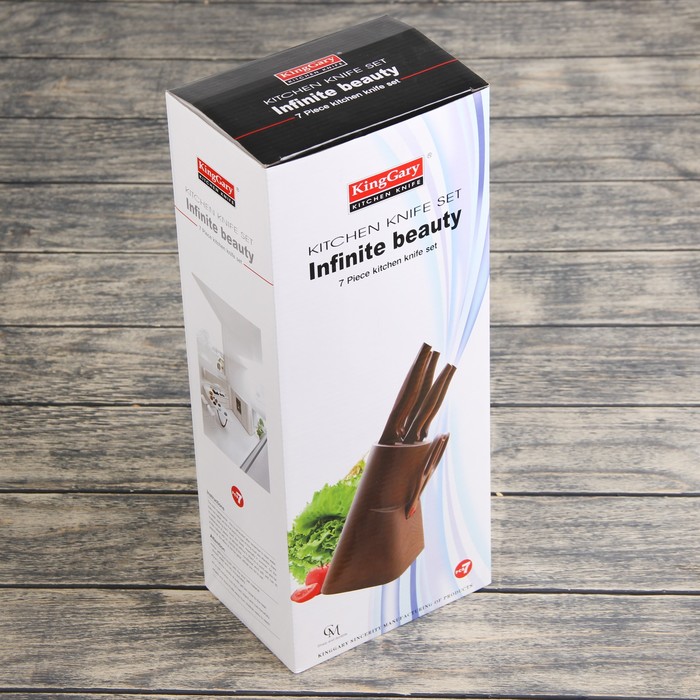 Набор "Infinite beauty" на подставке: 5 ножей лезвие 8,5/12,5/20/20/20 см, ножницы