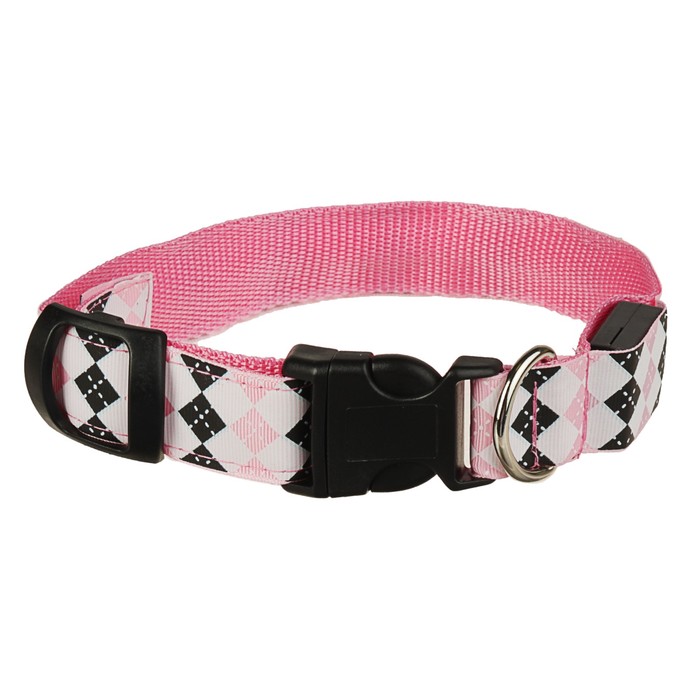 Ошейник с подсветкой "Ромбы", 3 режима свечения, размер L, розовый