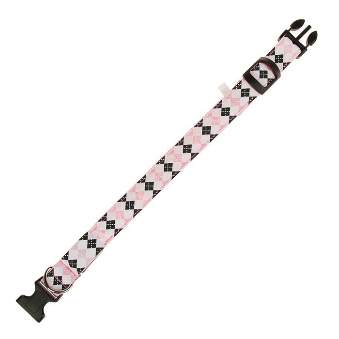 Ошейник с подсветкой "Ромбы", 3 режима свечения, размер L, розовый