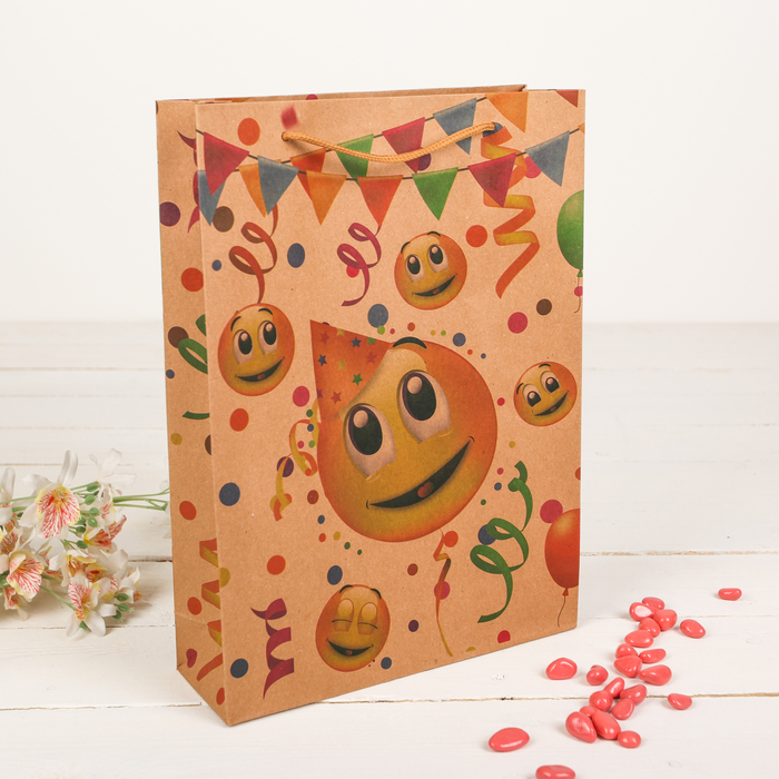 Пакет крафт "Вечеринка", 24 х 8 х 33 см