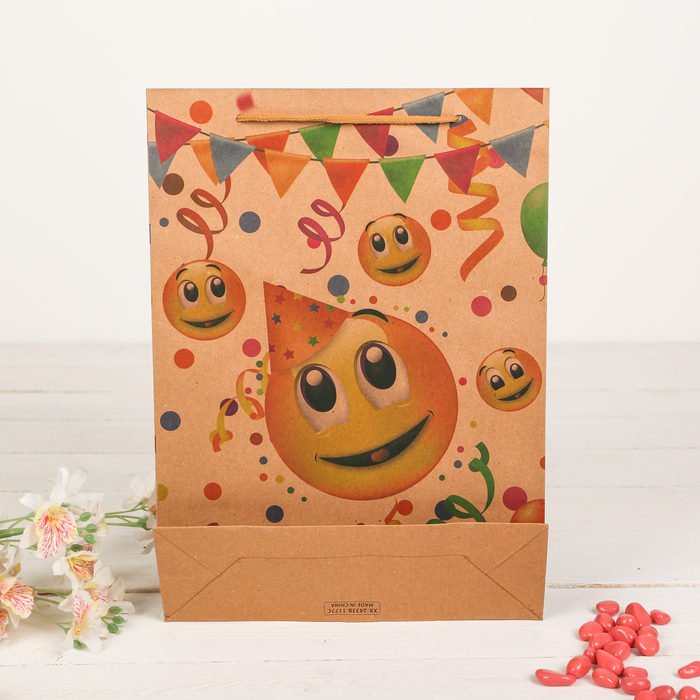 Пакет крафт "Вечеринка", 31,5 х 8,5 х 42 см