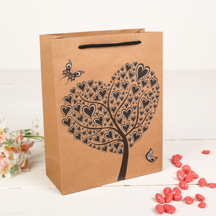 Пакет крафт "Шелест любви", 24 х 8 х 33 см