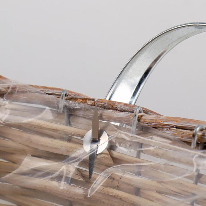 Кашпо «Цветы», с ручками, серебристо-бежевое, 23х23х12/17 см