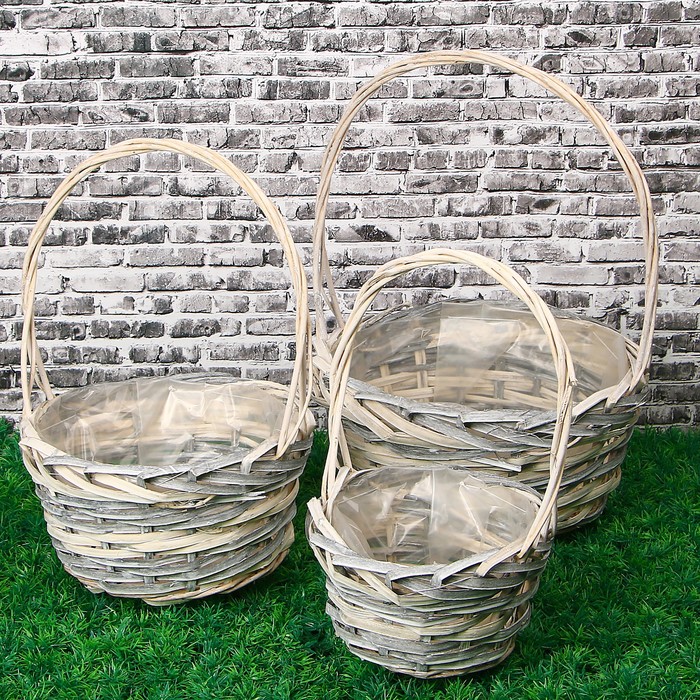 Набор кашпо «Линии», 3 шт: 28х15/41 см. 24х13/35 см, 18х11/30 см