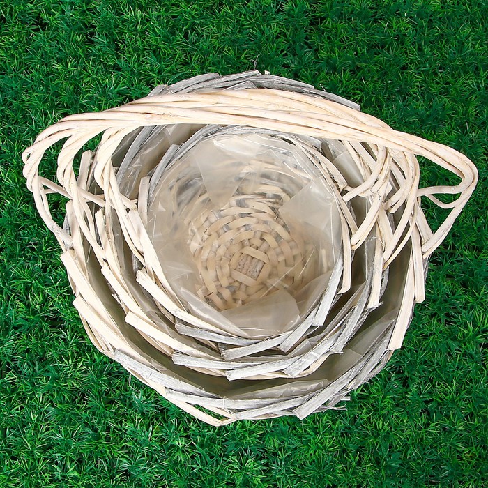 Набор кашпо «Линии», 3 шт: 28х15/41 см. 24х13/35 см, 18х11/30 см