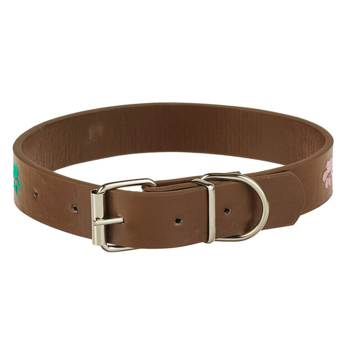 Ошейник с вышивкой "Лапки", 50 х 2,5 см, коричневый